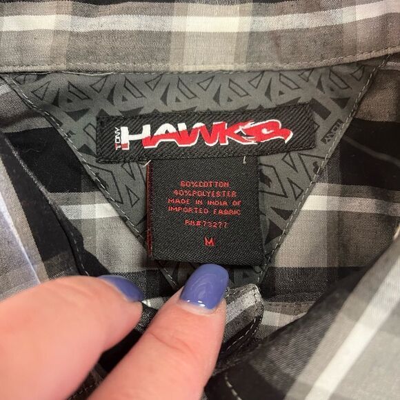 Tony Hawk Gray Plaid Button Cuff Button Down Shirt sz M - Picture 4 of 4